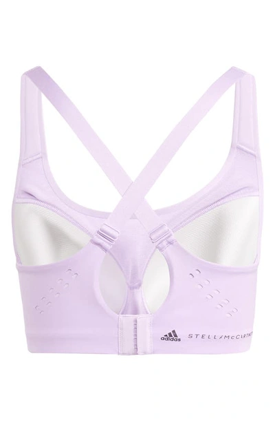 Shop Adidas By Stella Mccartney True Pace High Support Sports Bra In Purple Glow/ Dove Grey