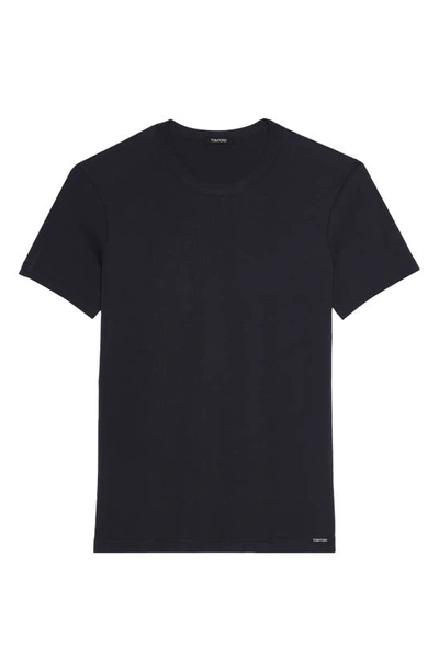 Shop Tom Ford Cotton Jersey Crewneck T-shirt In Ebony