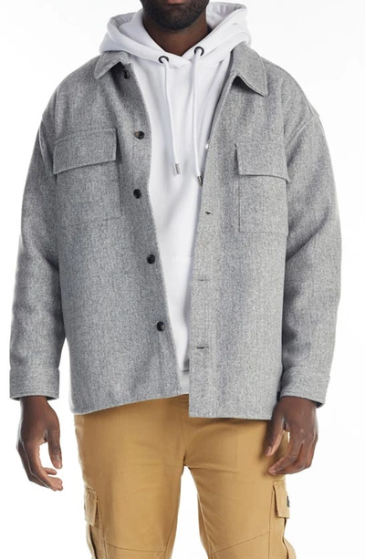 Shop Nana Judy Durant Oversize Felt Shirt Jacket In Grey Marl