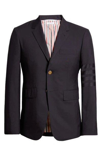 Shop Thom Browne 4 Bar Mélange Wool Sport Coat In Dark Blue