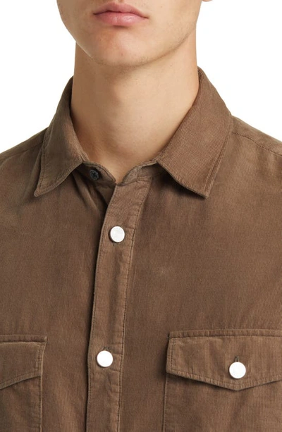 Shop Frame Long Sleeve Corduroy Button-up Shirt In Mocha