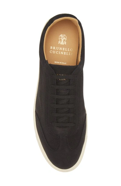 Shop Brunello Cucinelli Grained Nubuck Low Top Sneaker In Black