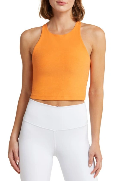 Shop Beyond Yoga Spacedye Refocus Racerback Crop Tank In Mellow Apricot Heather