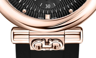 Shop Ferragamo Ora Silicone Strap Watch, 40mm In Rosegold