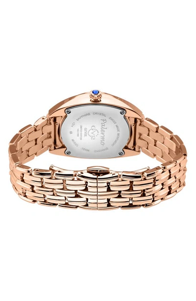 Shop Gv2 Palermo Blue Mother Of Pearl Dial Diamond Bracelet Watch, 35mm In Rose Gold