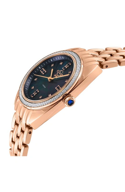 Shop Gv2 Palermo Blue Mother Of Pearl Dial Diamond Bracelet Watch, 35mm In Rose Gold