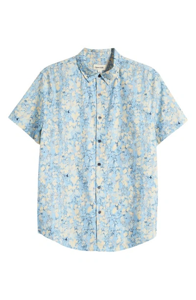 Shop Open Edit Dot Wash Stretch Short Sleeve Button-up Shirt In Blue Dusk Dot Wash