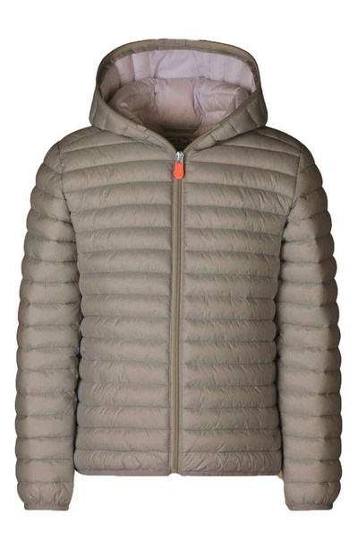 Shop Save The Duck Kids' Lily Hooded Puffer Jacket In Elephant Grey