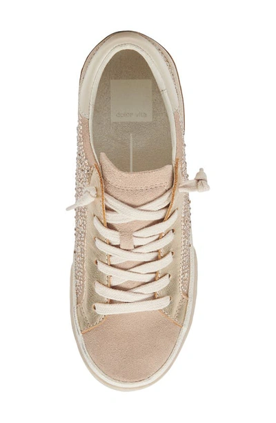 Shop Dolce Vita Zina Crystal Sneaker In Gold Suede