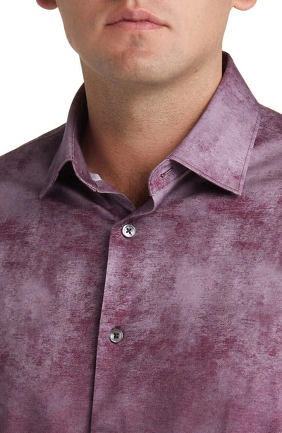 Shop Bugatchi James Ooohcotton® Airbrush Print Button-up Shirt In Bugandy