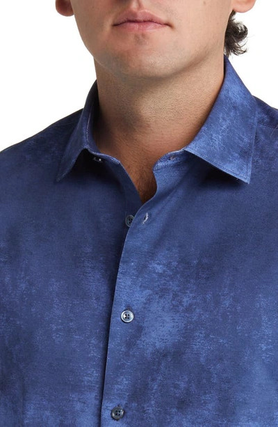 Shop Bugatchi James Ooohcotton® Airbrush Print Button-up Shirt In Navy