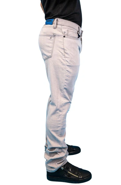 Maceoo Ripped Athletic Fit Stretch Jeans In Grey