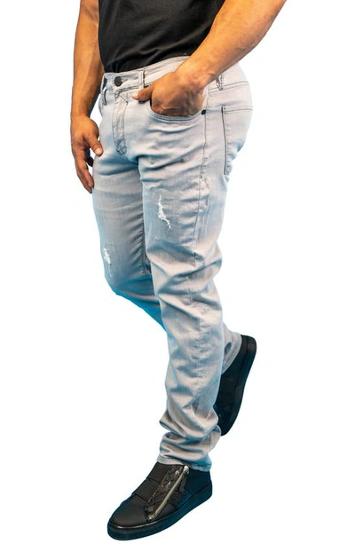 Maceoo Ripped Athletic Fit Stretch Jeans In Grey