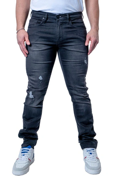 Shop Maceoo Tipped Athletic Fit Stretch Jeans In Grey