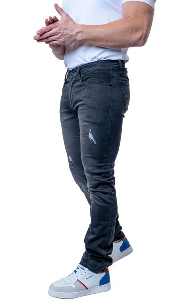 Maceoo Tipped Athletic Fit Stretch Jeans In Grey
