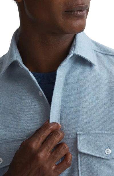 Shop Reiss Chaser Twill Button-up Shirt In Soft Blue Melange