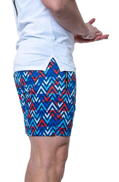Maceoo Swim Lion Patriot Swim Trunks In Blue Multi