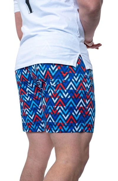 Shop Maceoo Swim Lion Patriot Swim Trunks In Blue Multi