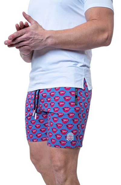 Shop Maceoo Swim Lion Redlips Swim Trunks In Blue