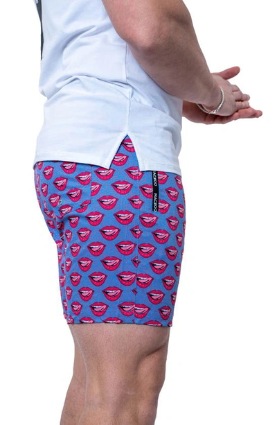 Shop Maceoo Swim Lion Redlips Swim Trunks In Blue