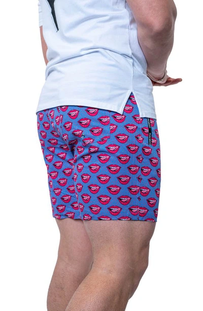 Shop Maceoo Swim Lion Redlips Swim Trunks In Blue