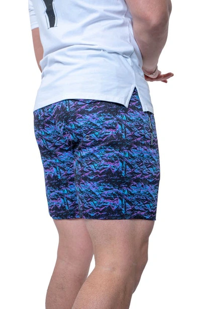 Shop Maceoo Swim Lion Purple Texture Swim Trunks In Black