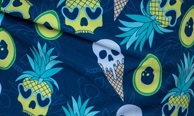 Shop Maceoo Pineapple Skull Swim Trunks In Blue