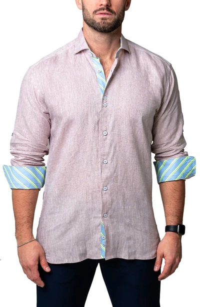 Shop Maceoo Einstein Lenny Brown Contemporary Fit Button-up Shirt