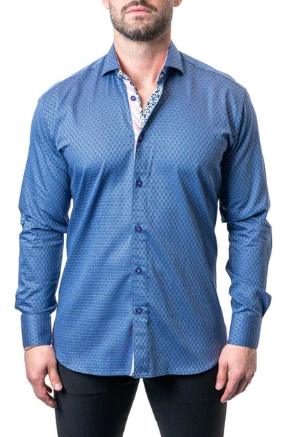 Shop Maceoo Einstein Goal Blue Contemporary Fit Button-up Shirt