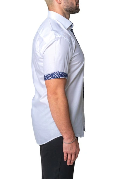 Shop Maceoo Galileo Coup Short Sleeve Cotton Button-up Shirt In White