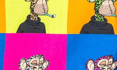 Maceoo Galileo Ape Print Short Sleeve Cotton Button-up Shirt In Yellow Multi