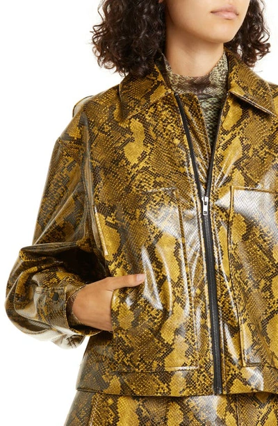 Shop Baum Und Pferdgarten Bathilde Snake Print Faux Leather Jacket In Yellow Snake