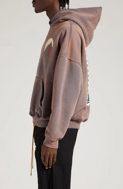 Shop Rhude Moonlight Logo Cotton French Terry Graphic Hoodie In Camel