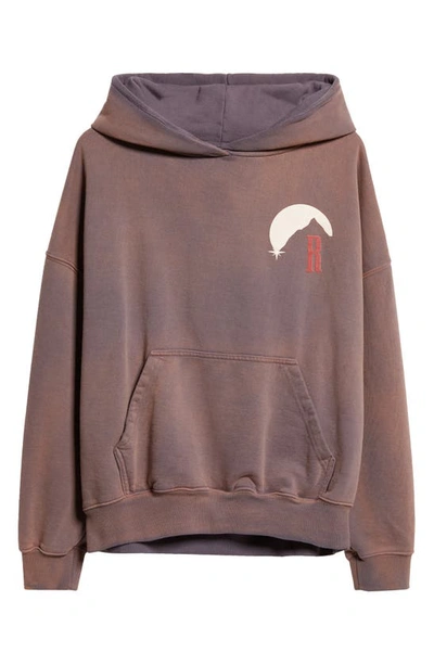 Shop Rhude Moonlight Logo Cotton French Terry Graphic Hoodie In Camel