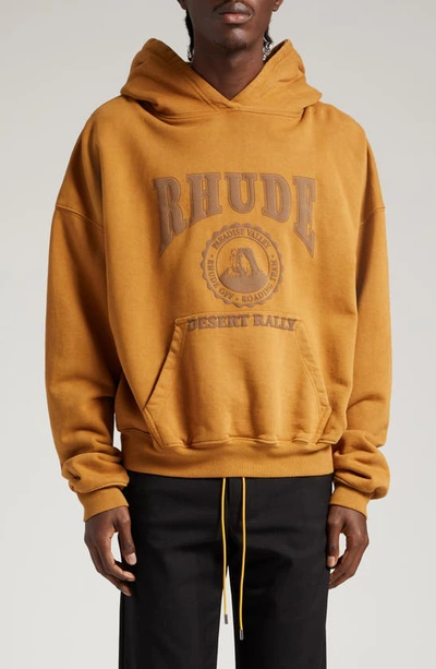 Shop Rhude Desert Valley Off Roading Team Graphic Hoodie In Camel