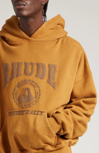 Shop Rhude Desert Valley Off Roading Team Graphic Hoodie In Camel