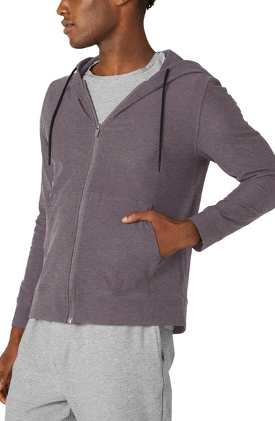 Shop Beyond Yoga Freefit Zip Hoodie In Purple Fossil Grey Heather