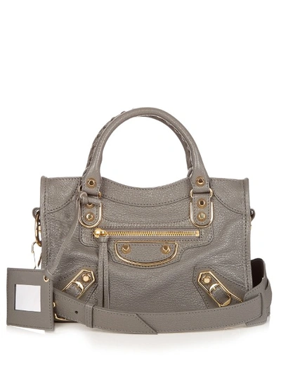 Balenciaga Mini Metallic-edge City Leather Cross-body Bag In Cement-grey |  ModeSens
