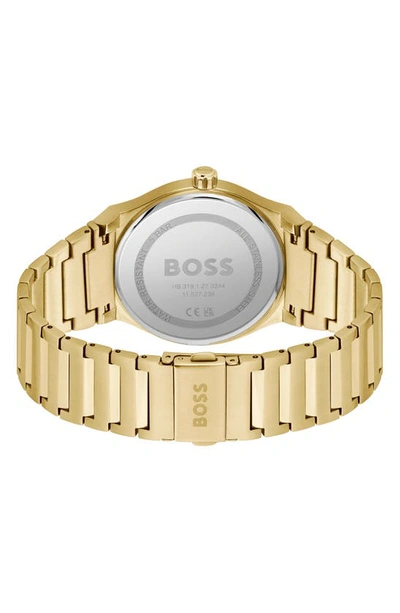 Hugo Boss Men's Candor Gold Ion Plated Stainless Steel Bracelet Watch 41mm In Black