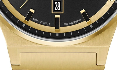 Hugo Boss Men's Candor Gold Ion Plated Stainless Steel Bracelet Watch 41mm In Black