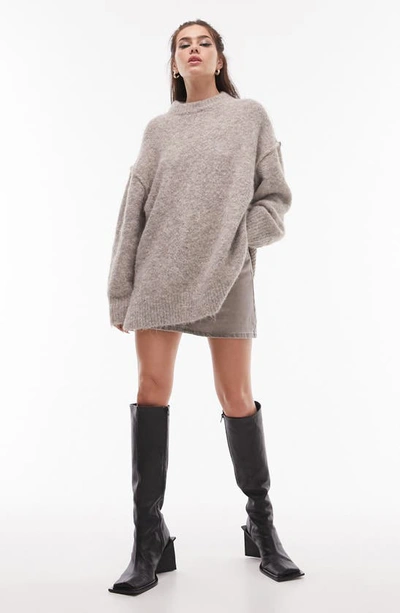 Shop Topshop Oversize Pullover Sweater In Brown