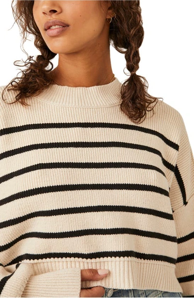 Shop Free People Easy Street Stripe Rib Crop Sweater In Pearl Combo
