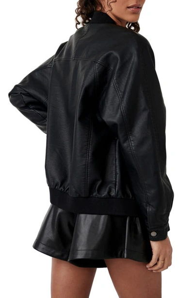 Shop Free People Wild Rose Faux Leather Bomber Jacket In Black