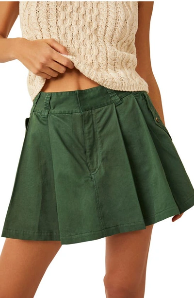 Shop Free People Pleats To Meet You Cotton Miniskirt In Black Forest