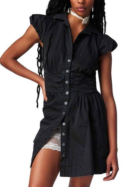 Shop Free People Chester Nonstretch Denim Dress In Black