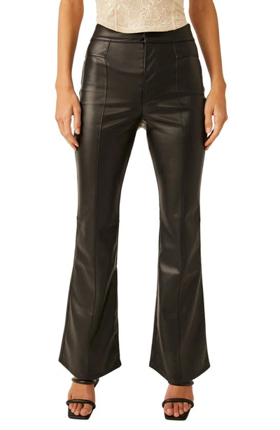 Shop Free People Uptown High Waist Faux Leather Flare Pants In Black