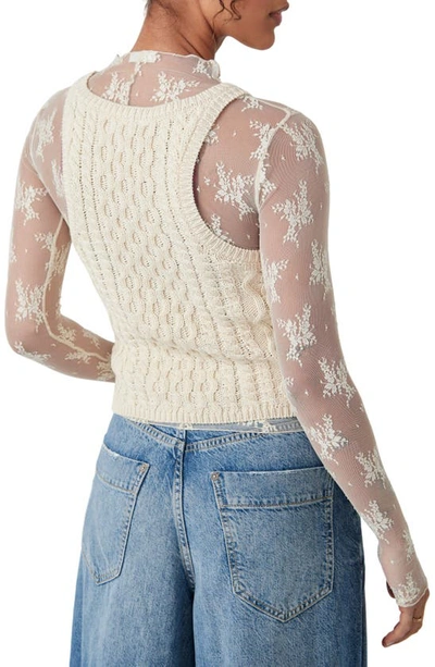 Shop Free People High Tide Cable Stitch Cotton Sweater Tank In Tea