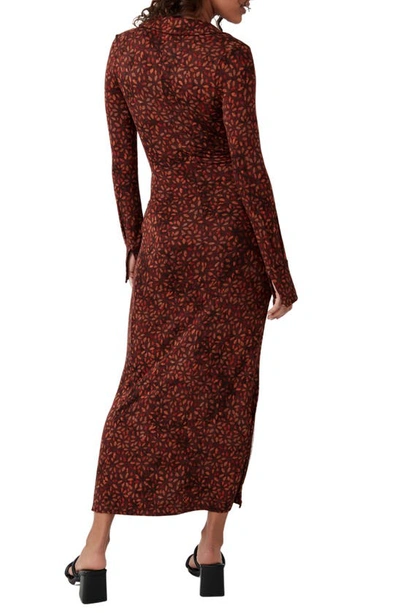 Shop Free People Shayla Floral Long Sleeve Wrap Dress In Chocolate Combo