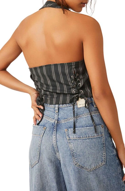 Free People Dakota Stripe Halter Vest In Charcoal Combo