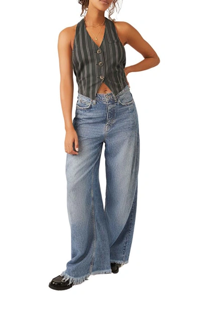 Free People Dakota Stripe Halter Vest In Charcoal Combo